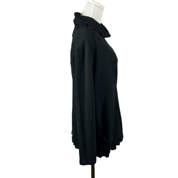 Lavena Tunic Top Women‎ Large Black Asymetric Shirt Blouse Buckle Eyelet Trim - Picture 3 of 16